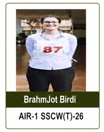 AIR 1 Topper Brahmjot Birdi for SSB Woment Tech SSB interview at GAPS SSB Delhi.
