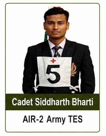 AIR 2 Topper Siddharth Bharti for Army TES Direct Entry and SSB interview at GAPS SSB Delhi.