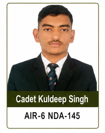 AIR 6 Kuldeep Singh for NDA 145 written exam and SSB interview at GAPS SSB Delhi.