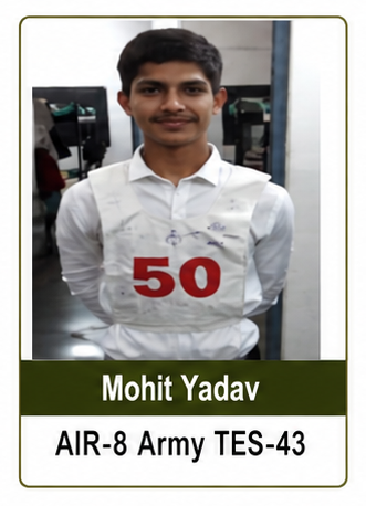 AIR 8 Mohit Yadav for Army TES 43 Direct Entry and SSB interview at GAPS SSB Delhi.