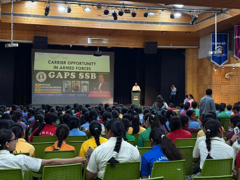 Students attending a defence career guidance seminar at GAPS SSB Academy Delhi