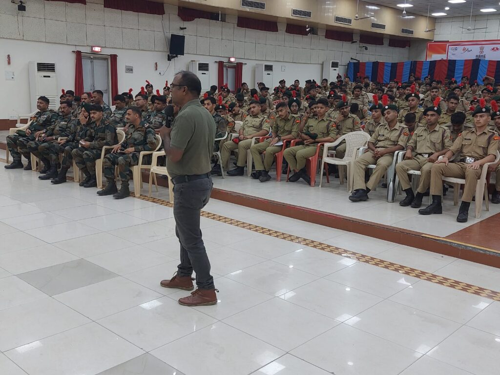 Deepak Kumar Prasad conducting SSB lecture for NCC cadets in Delhi