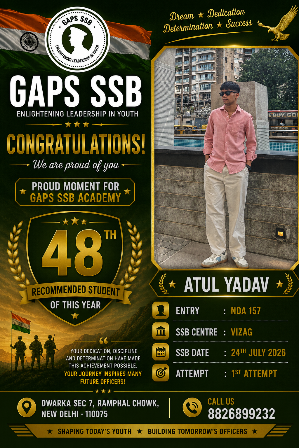 NDA 157 SSB Cleared Student by GAPS SSB