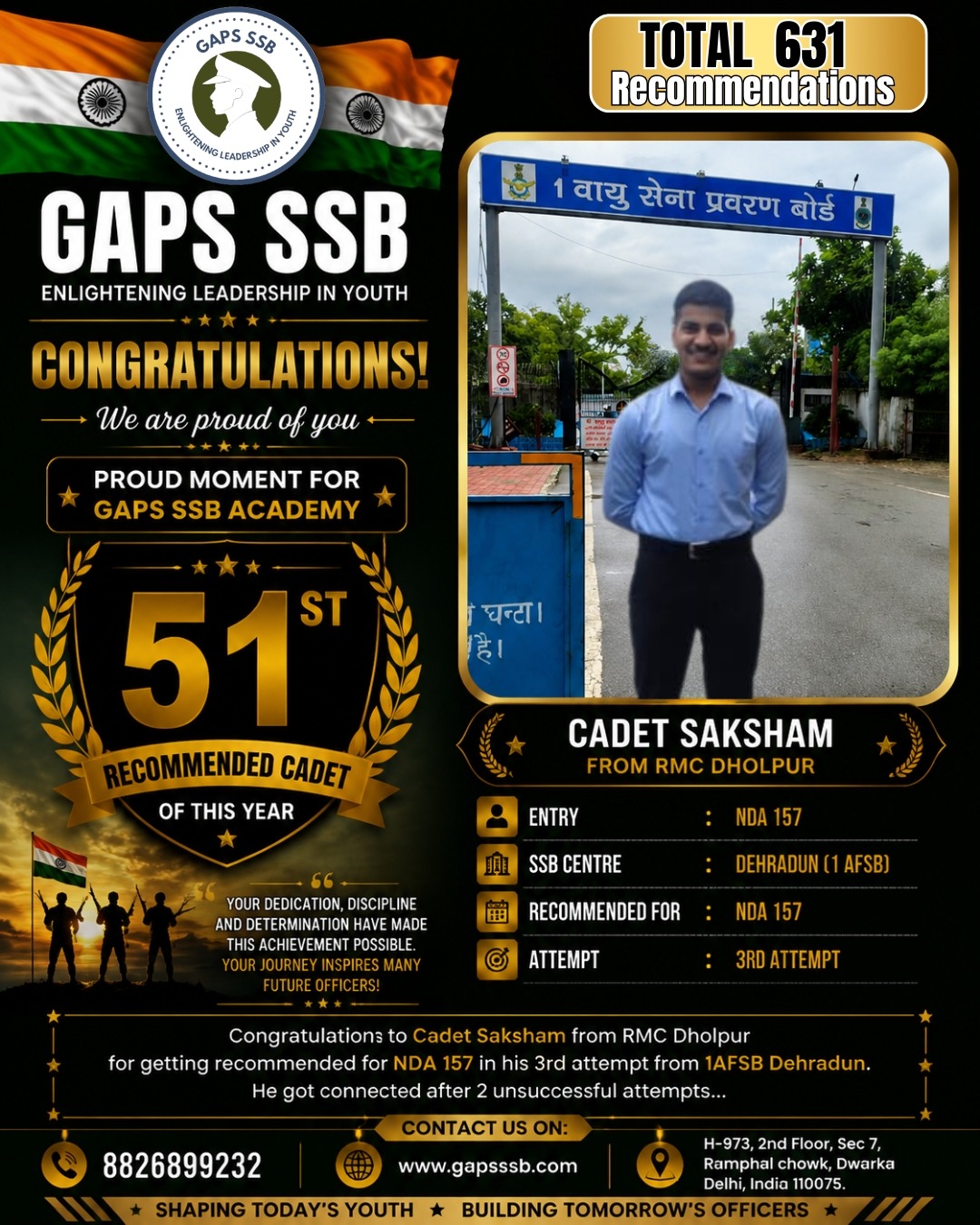 SSB Cleared Student NDA 157 by GAPS SSB